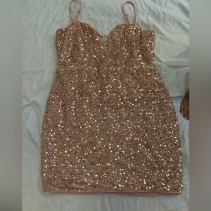 Gold glitter mini dress
